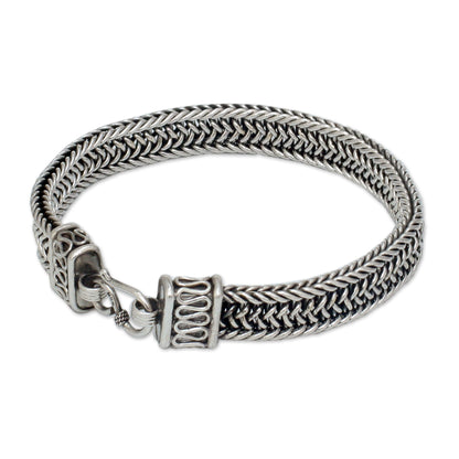 Kingdom Men's Silver Woven Chain Bracelet
