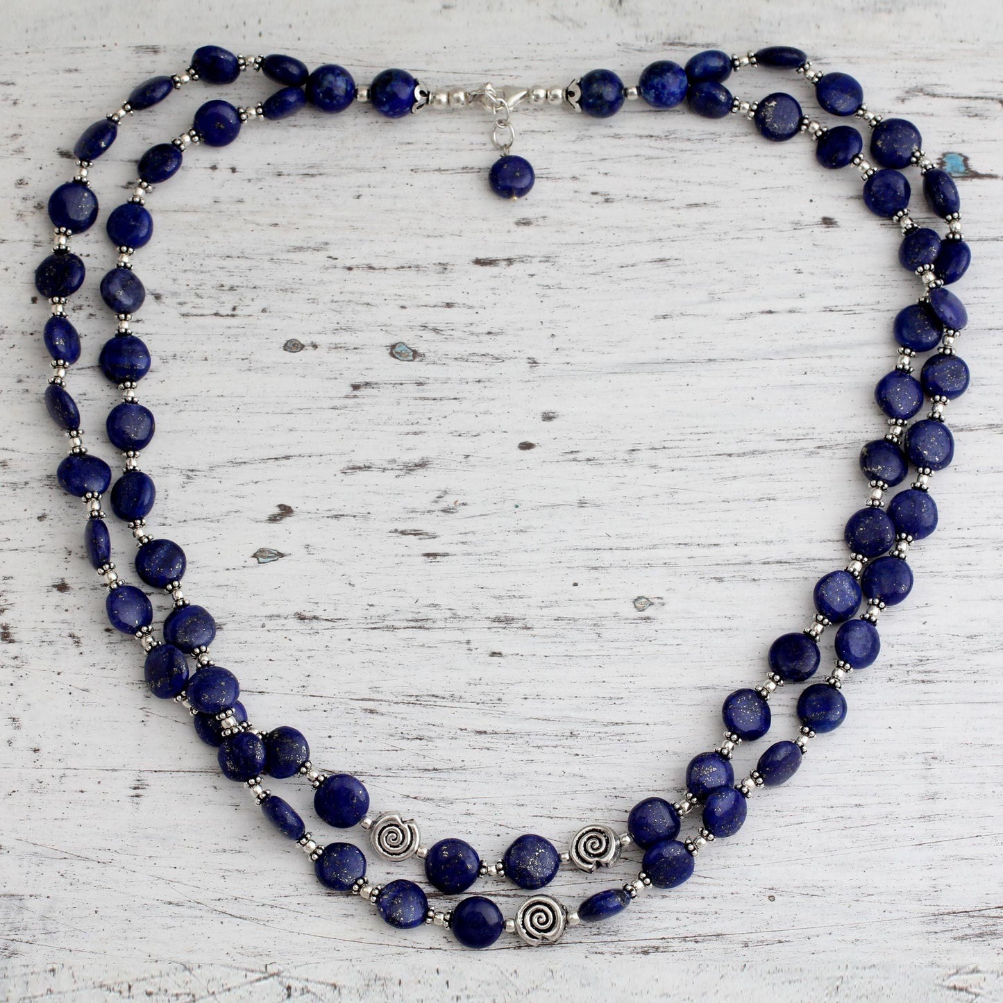 Lapis Lazuli Sterling Silver Beaded Necklace