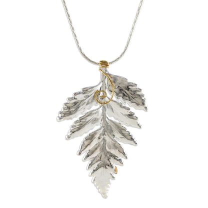 Fern Love Silver Flower Pendant Necklace