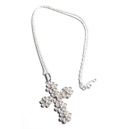 Filigree Flowers Sterling Silver Necklace