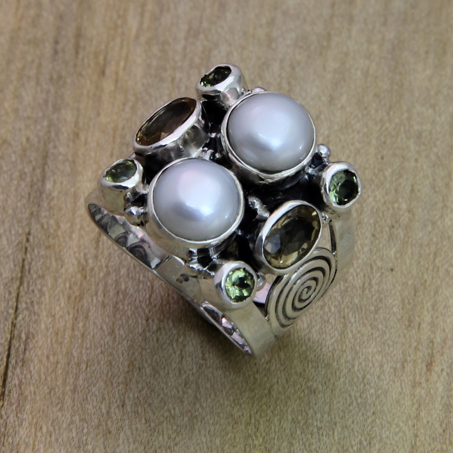 Gentle Day Freshwater Pearl & Gem Silver Ring