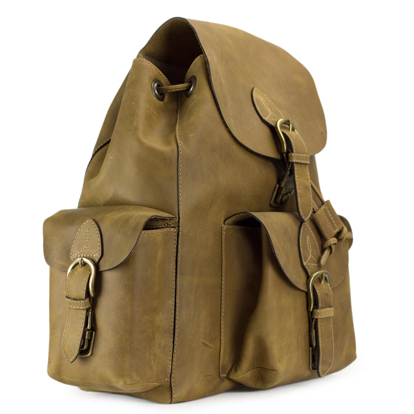 Weathered in Honey Brown Hand Crafted Leather Backpack from Mexico