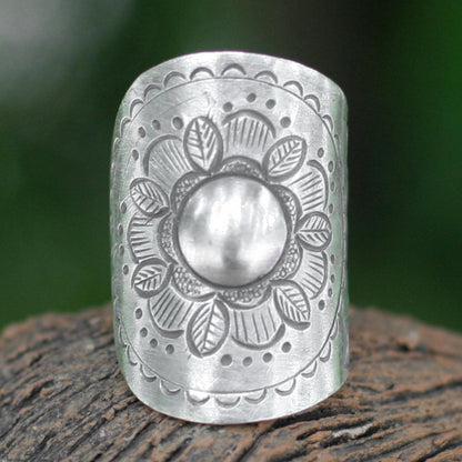 Majestic Sunflower Sterling Silver Ring