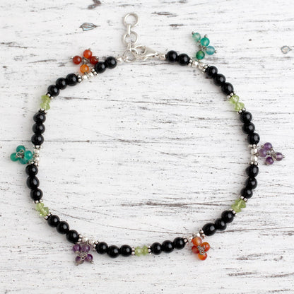 Sweet Berries Onyx and carnelian anklet