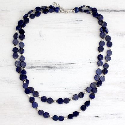 Lapis Lazuli & Sterling Silver Double Strand Necklace