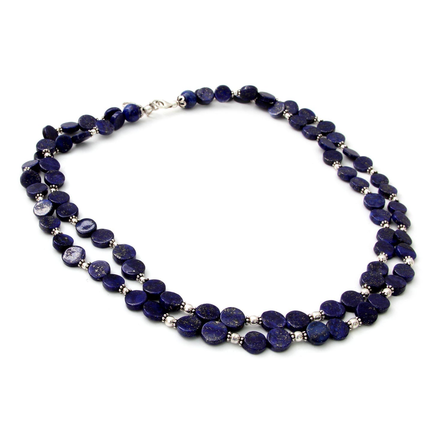 Lapis Lazuli & Sterling Silver Double Strand Necklace