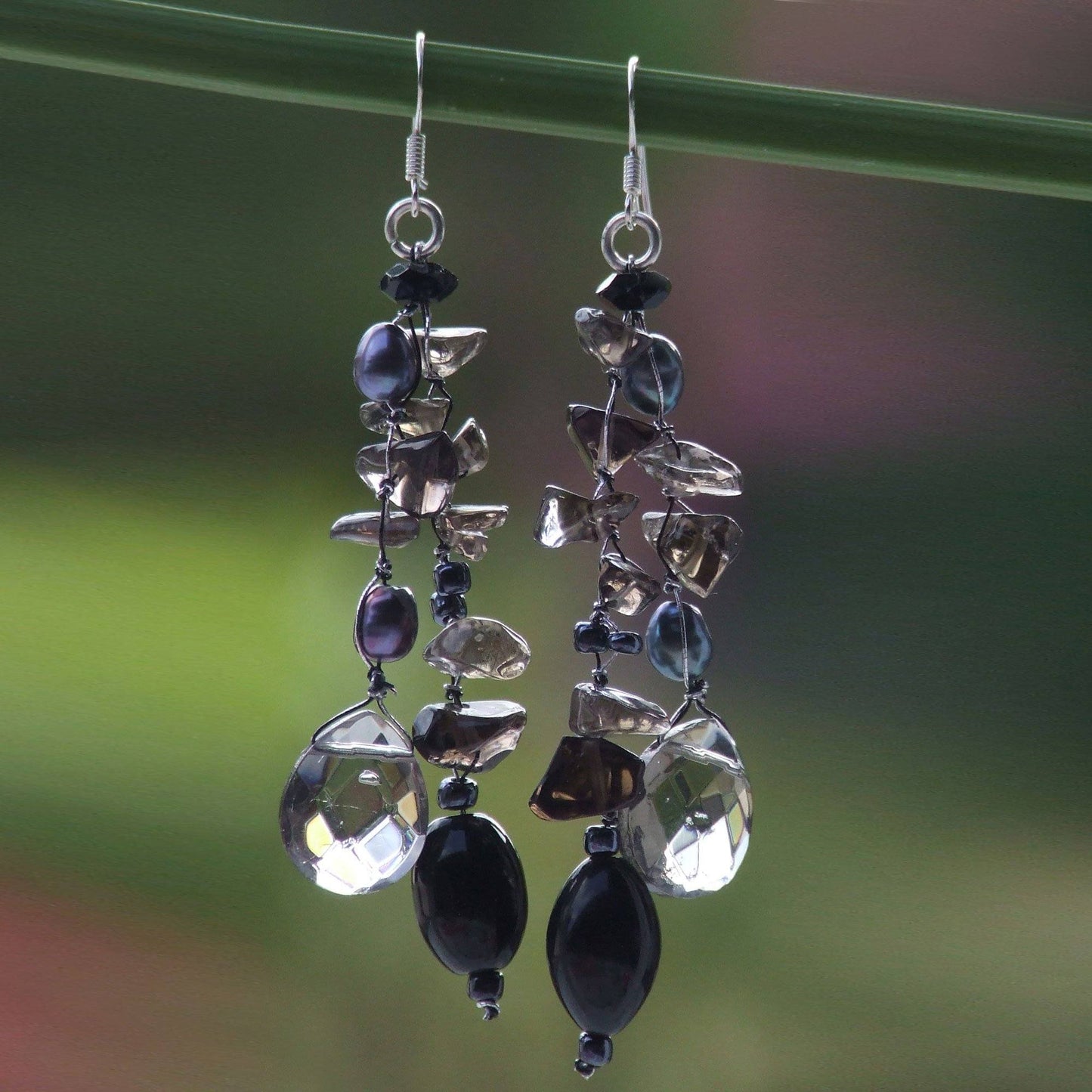 NOVICA - Freshwater Pearl & Glass Bead Dangle Earrings