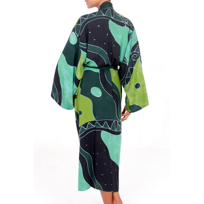 Green & Black Batik Robe
