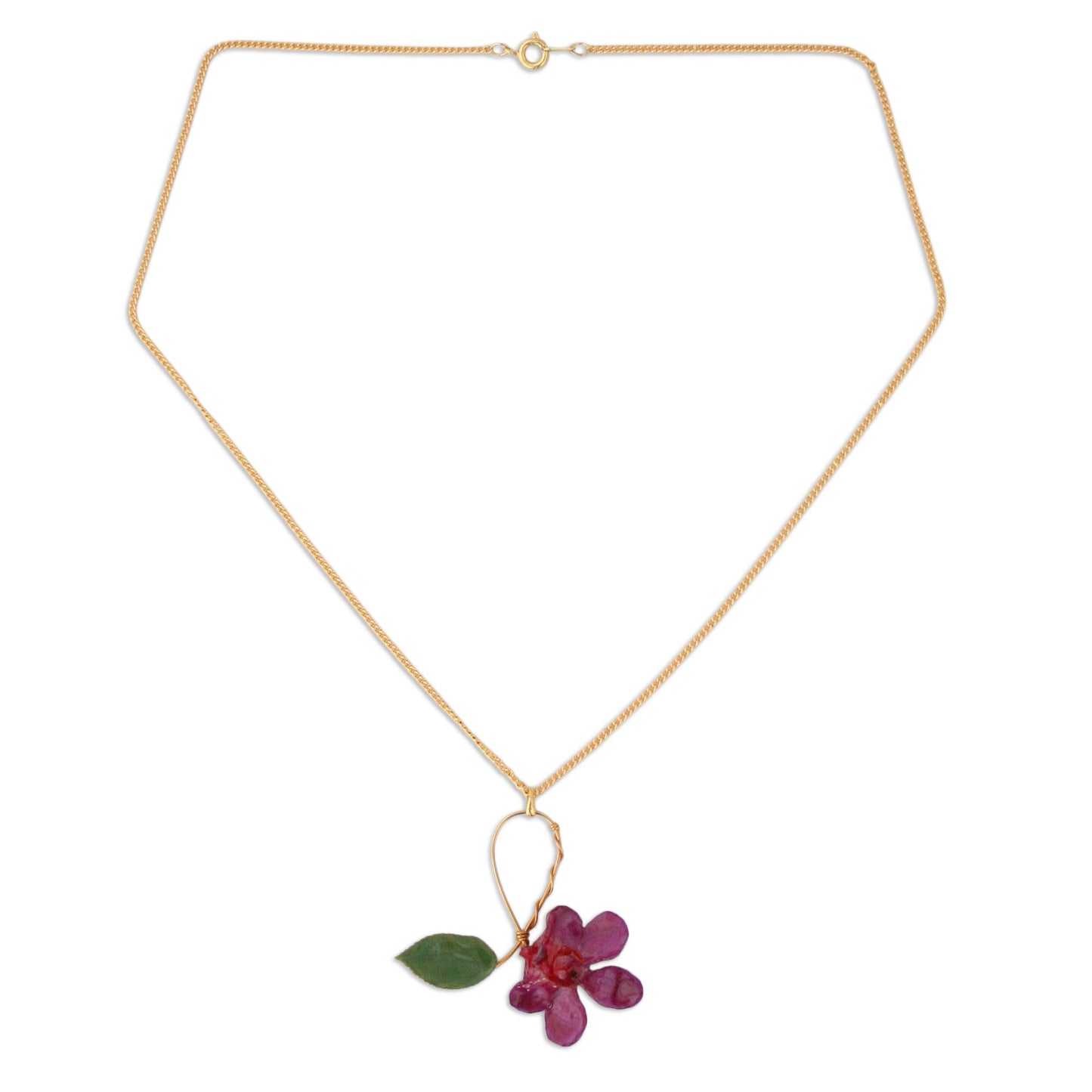 Sublime Gold-Plated Orchid Pendant Necklace