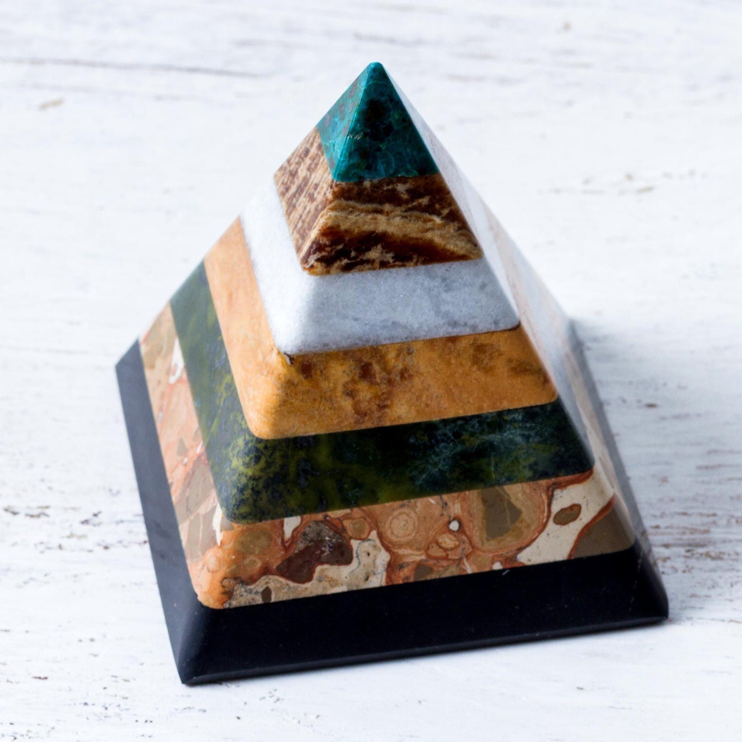 NOVICA - Hand Crafted Natural Gemstone Pyramid Sculpture