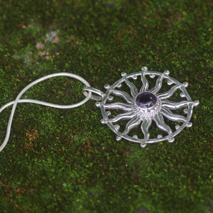 Sun Spirit Silver & Amethyst Pendant Necklace