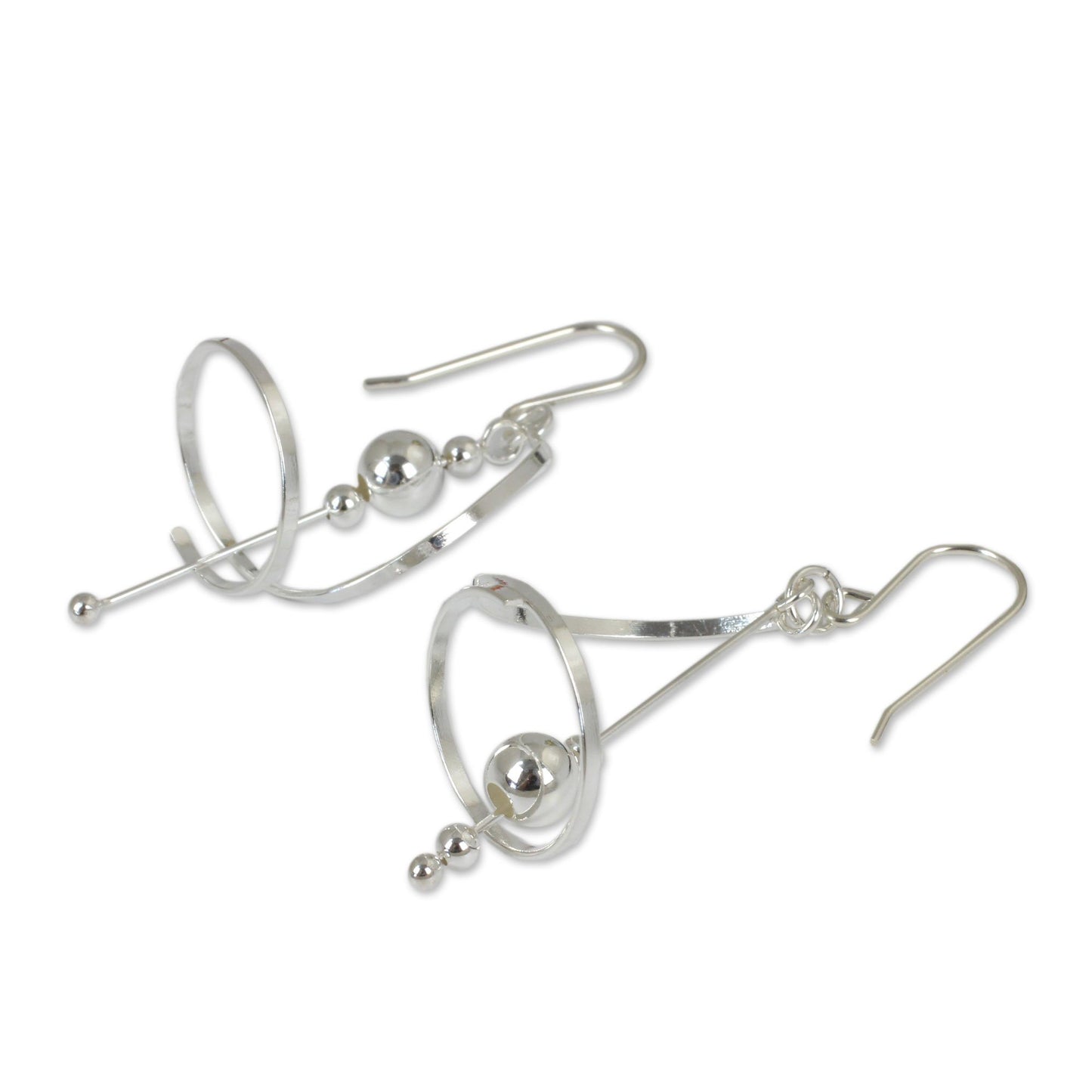 NOVICA - Spiral Dangle Sterling Silver Earrings