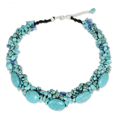 Gush Dyed Magnesite & Glass Beaded Necklace