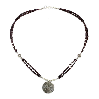 Mind Journey Garnet & Silver Beaded Necklace