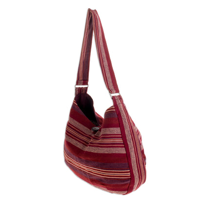 Garnet Synchronicity Red Cotton Hobo Bag