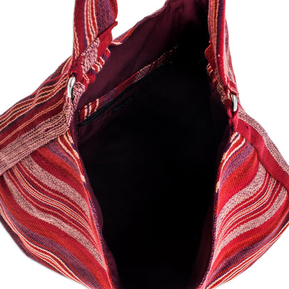 Garnet Synchronicity Red Cotton Hobo Bag