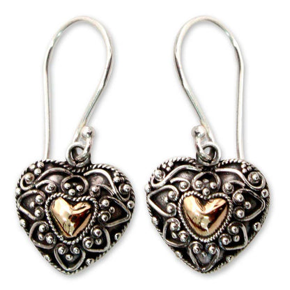 Sweetheart 18k Gold Plated Silver Dangle Earrings