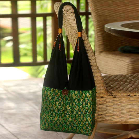 Thai Emerald Cotton Sling Tote Bag