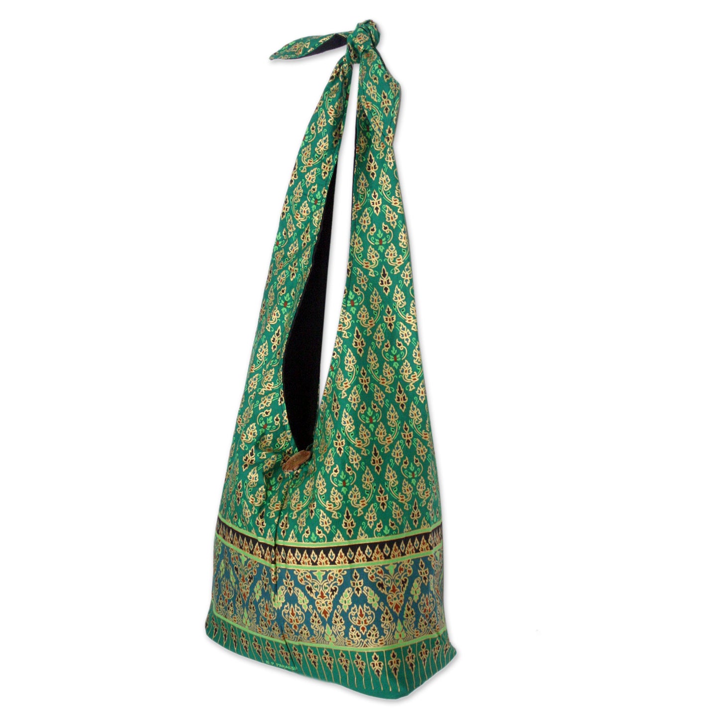 Royal Thai Emerald Hand Crafted Cotton Sling Handbag from Thailand