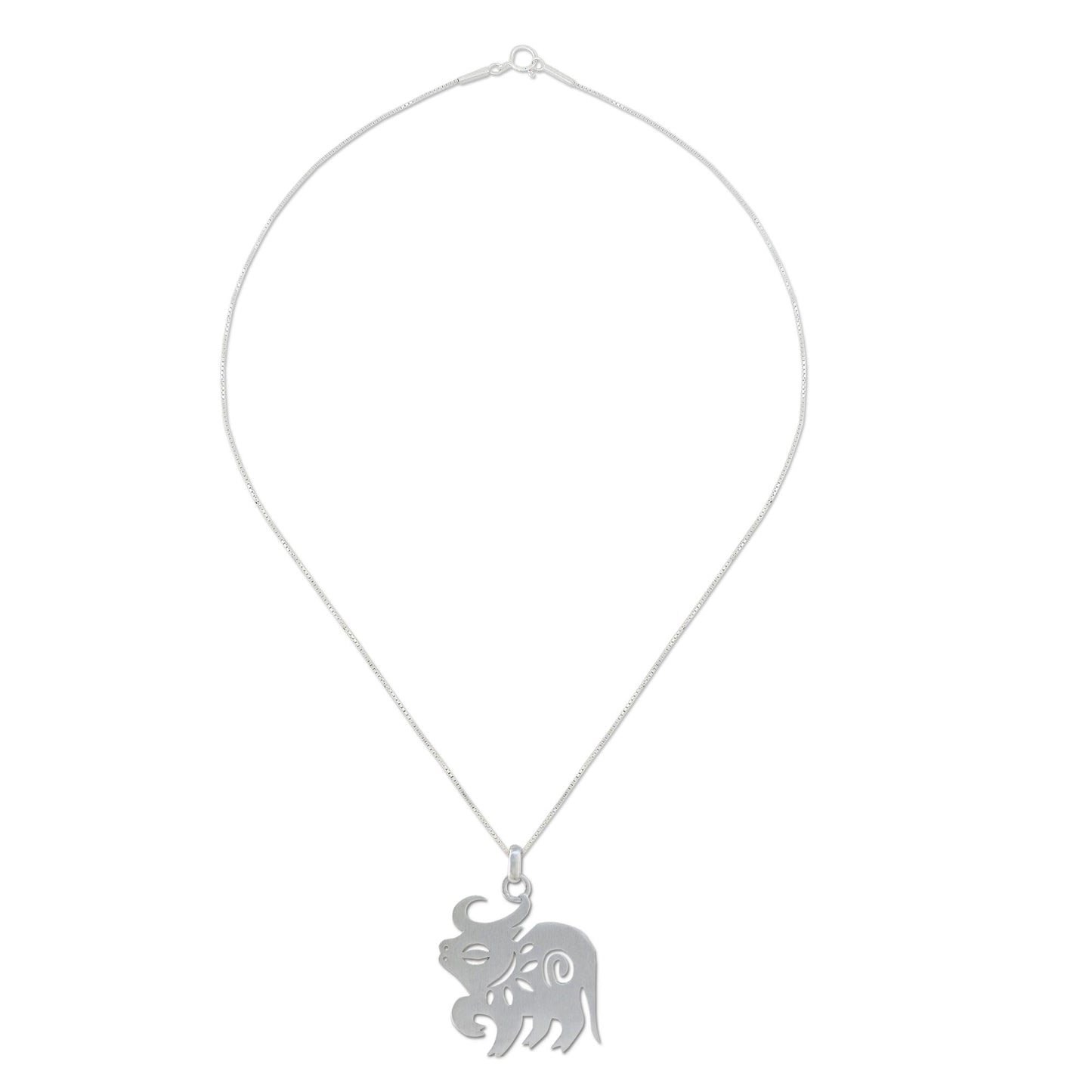 Chinese Zodiac Ox Silver Pendant Necklace