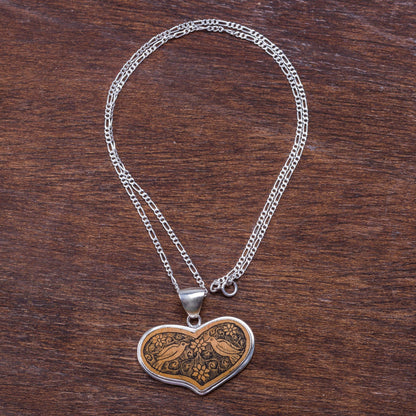 Lovebirds Gourd Heart Shaped Necklace
