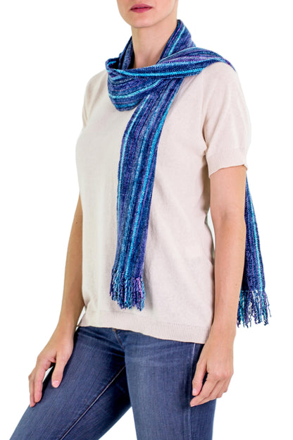 Sapphire Traditions Blue Bamboo Chenille Scarf