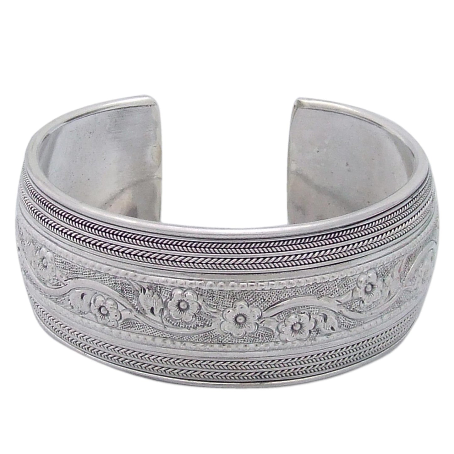 Floral Imagination Silver Cuff Bracelet