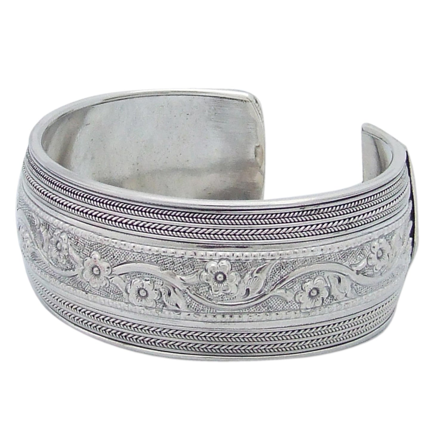 Floral Imagination Silver Cuff Bracelet