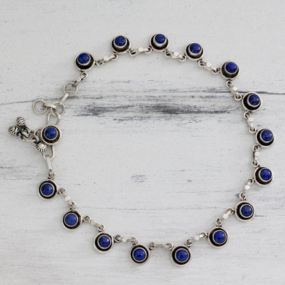 Blue Moon Handcrafted Sterling Silver and Lapis Lazuli Anklet