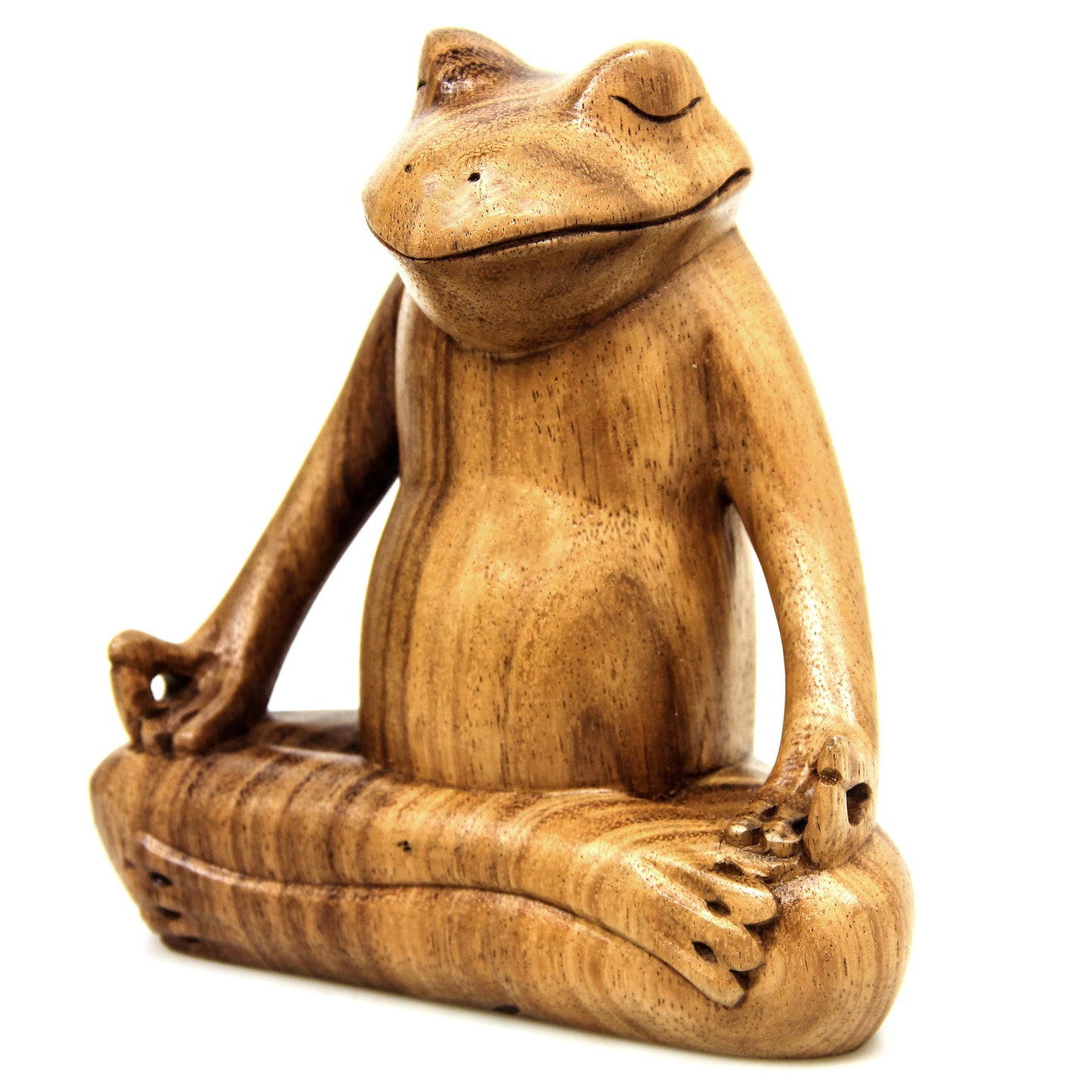 Frog Meditates Suar Wood Sculpture