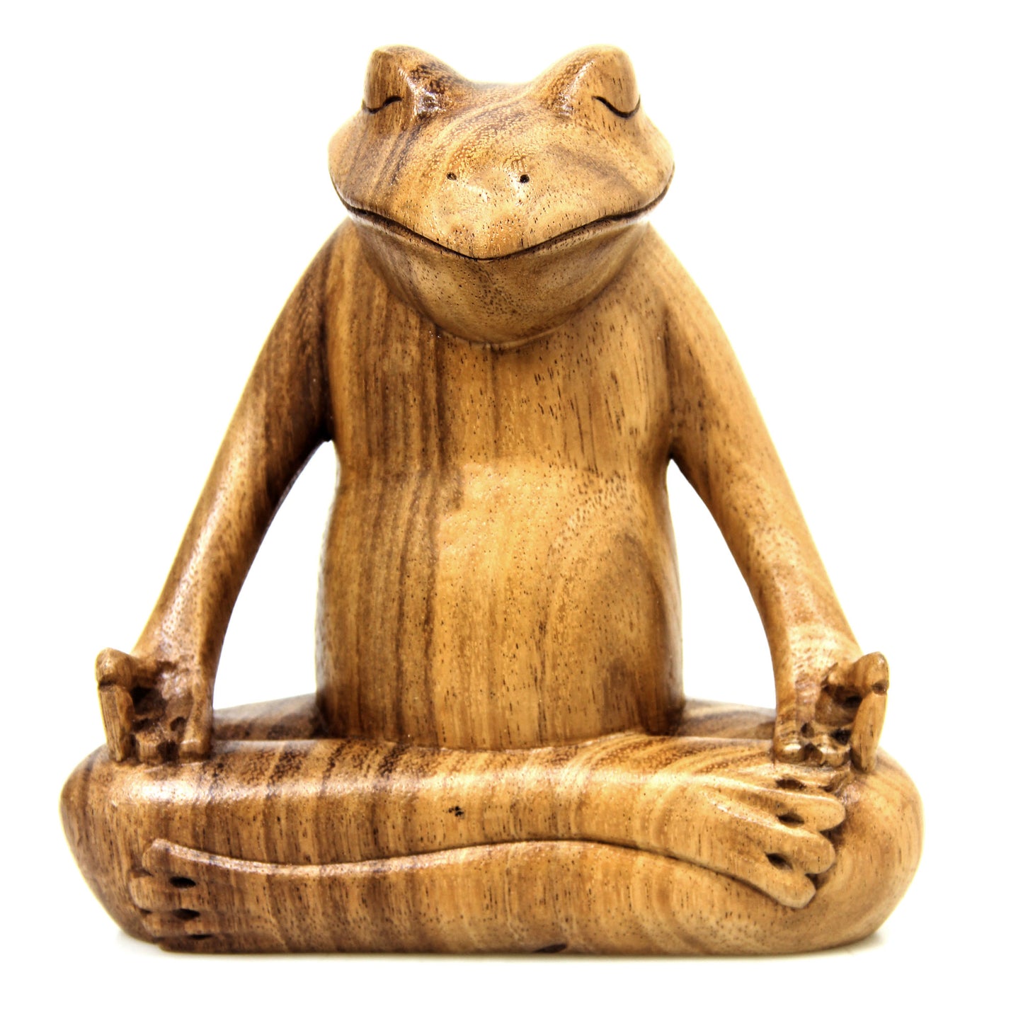 Frog Meditates Suar Wood Sculpture