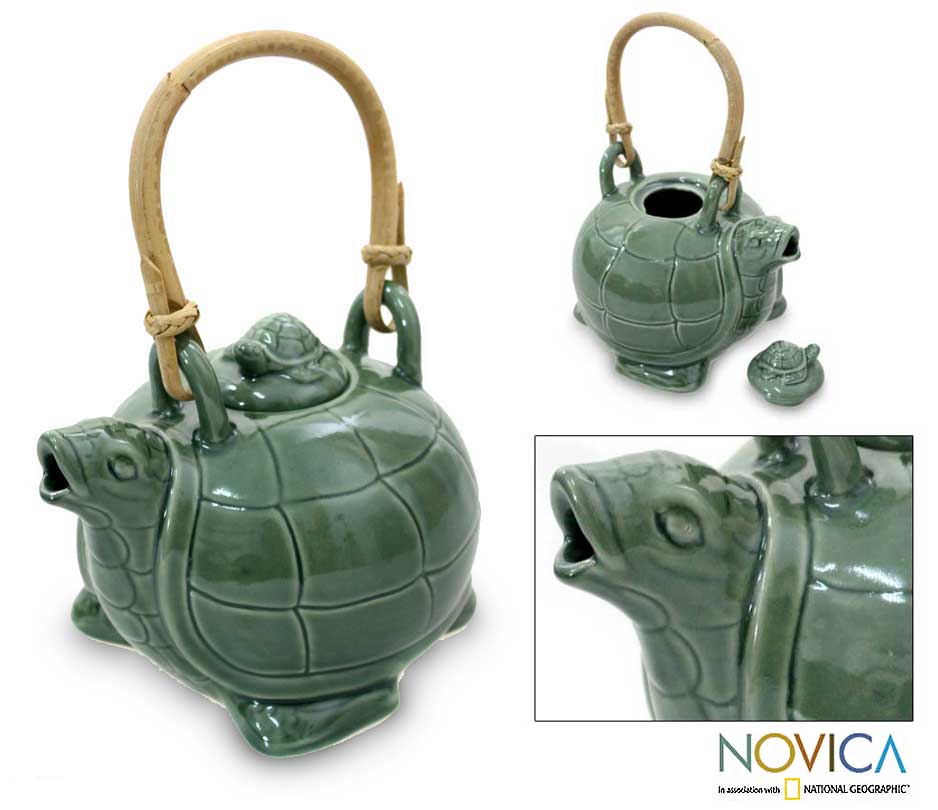 Mother Sea Turtle Health Serveware Ceramic Teapot