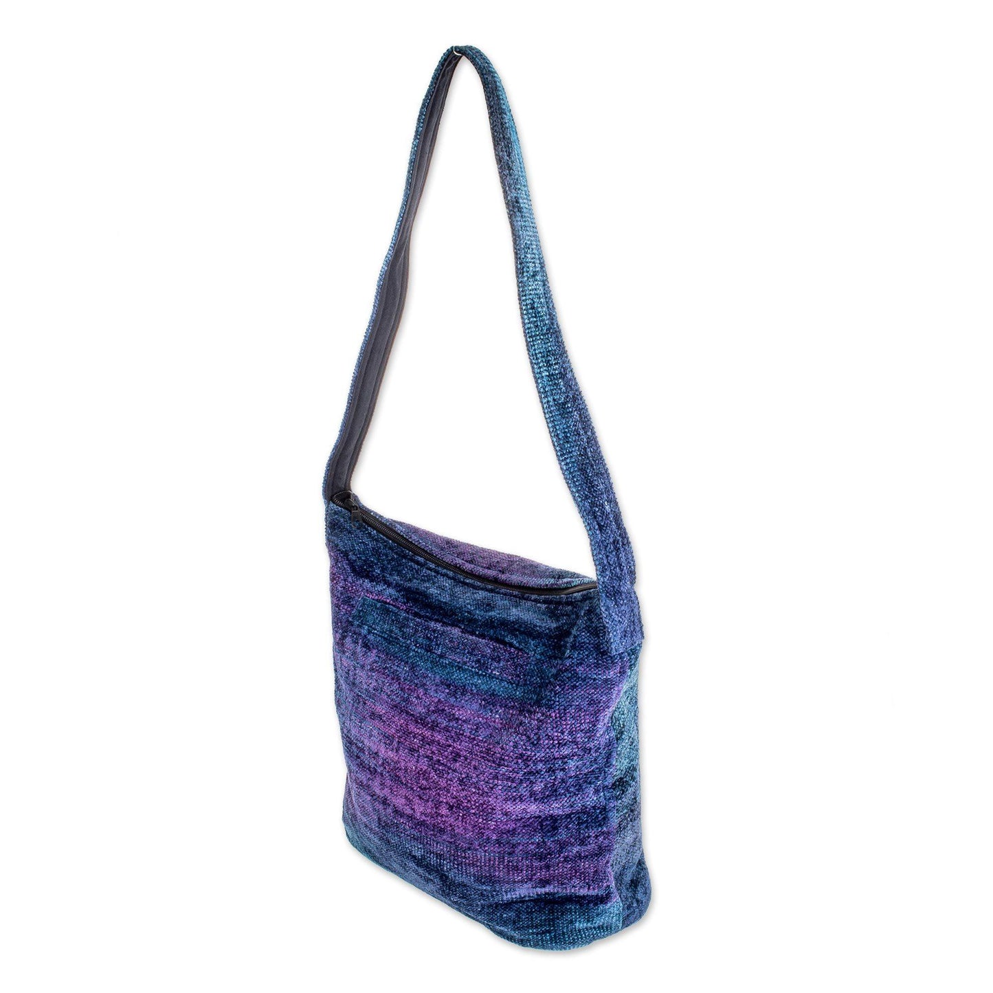 NOVICA - Blue Bamboo Chenille Shoulder Bag