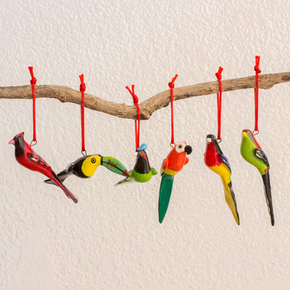 Forest Birds Hanging Ornaments - Set of 6
