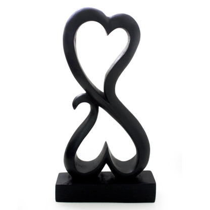 Love Unites Romantic Suar Wood Sculpture