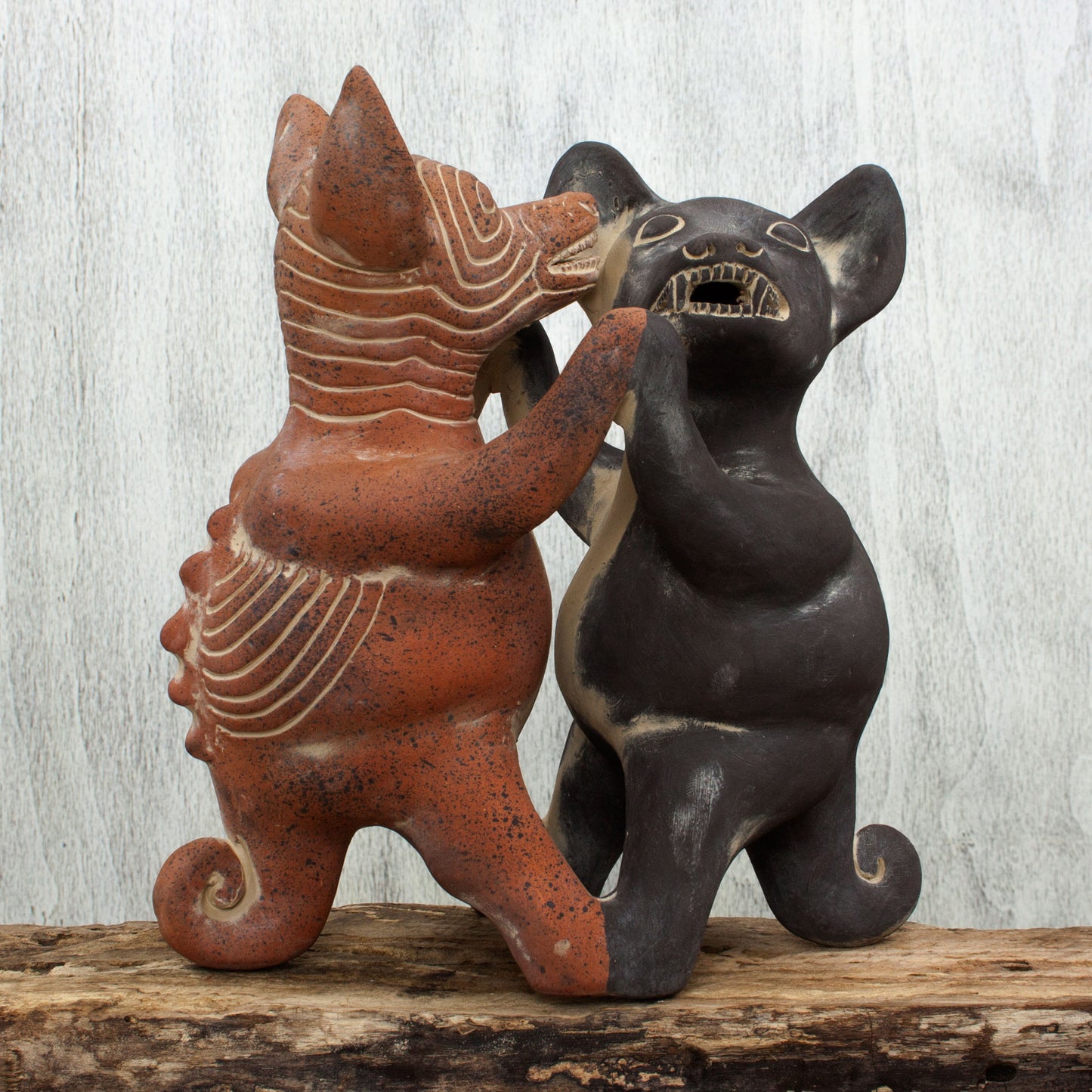 Dancing Colima Dogs Mexico Pre Hispanic Museum Replica Figurine Crafted by Hand