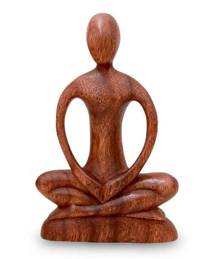 Hand Carved Meditation Suar Wood Sculpture