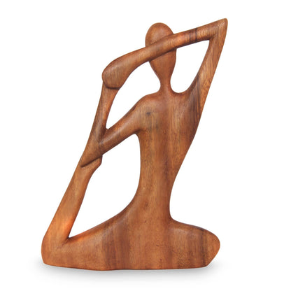 Suar Wood Hand Carved Yoga Sculpture