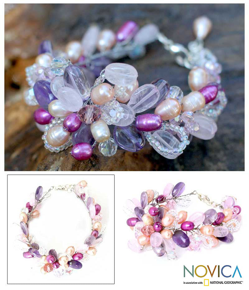 Lavender Romance Pearl Beaded Bracelet