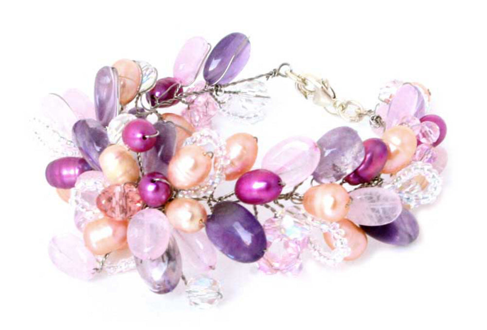 Lavender Romance Pearl Beaded Bracelet