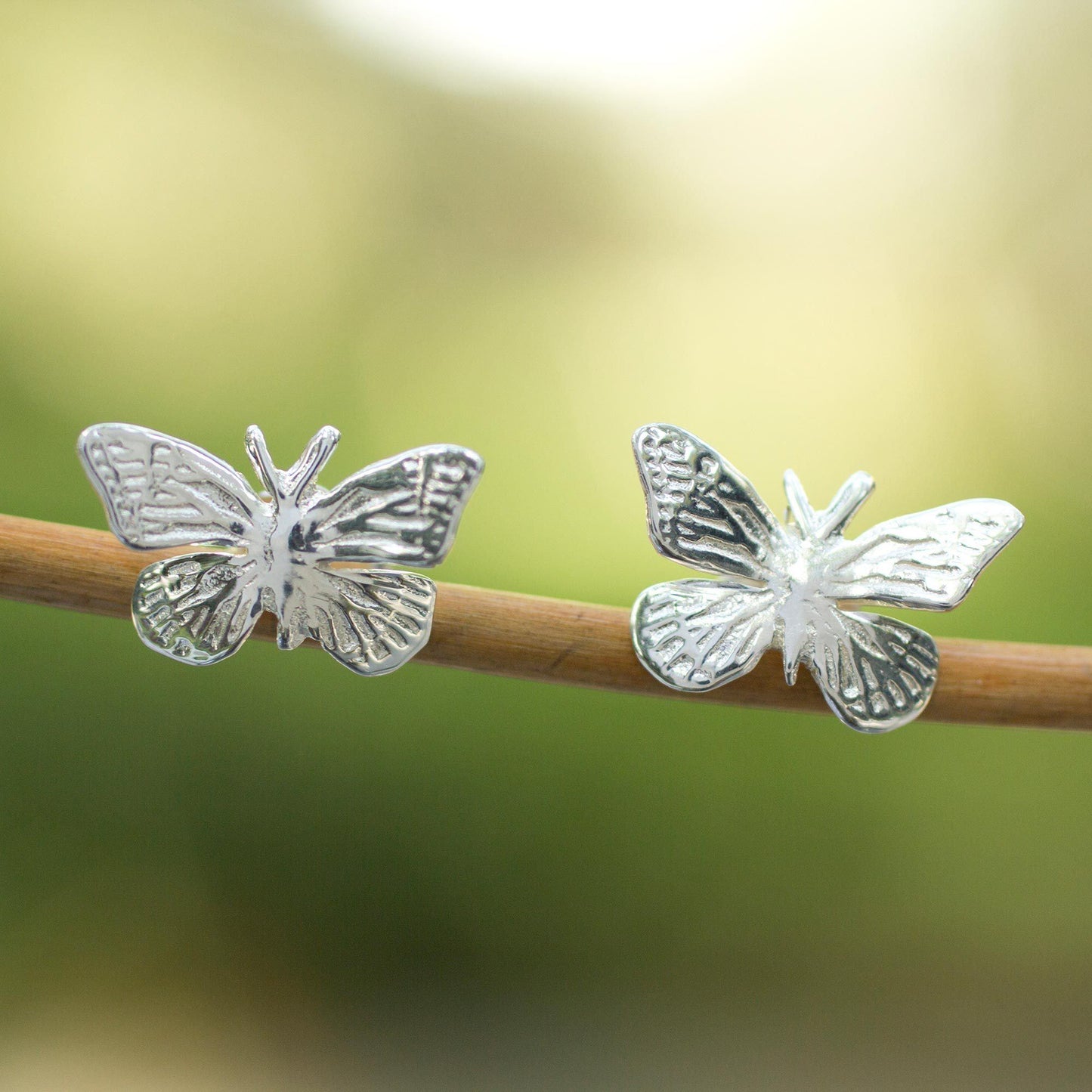 Monarch Butterfly Sterling Silver Post Earrings