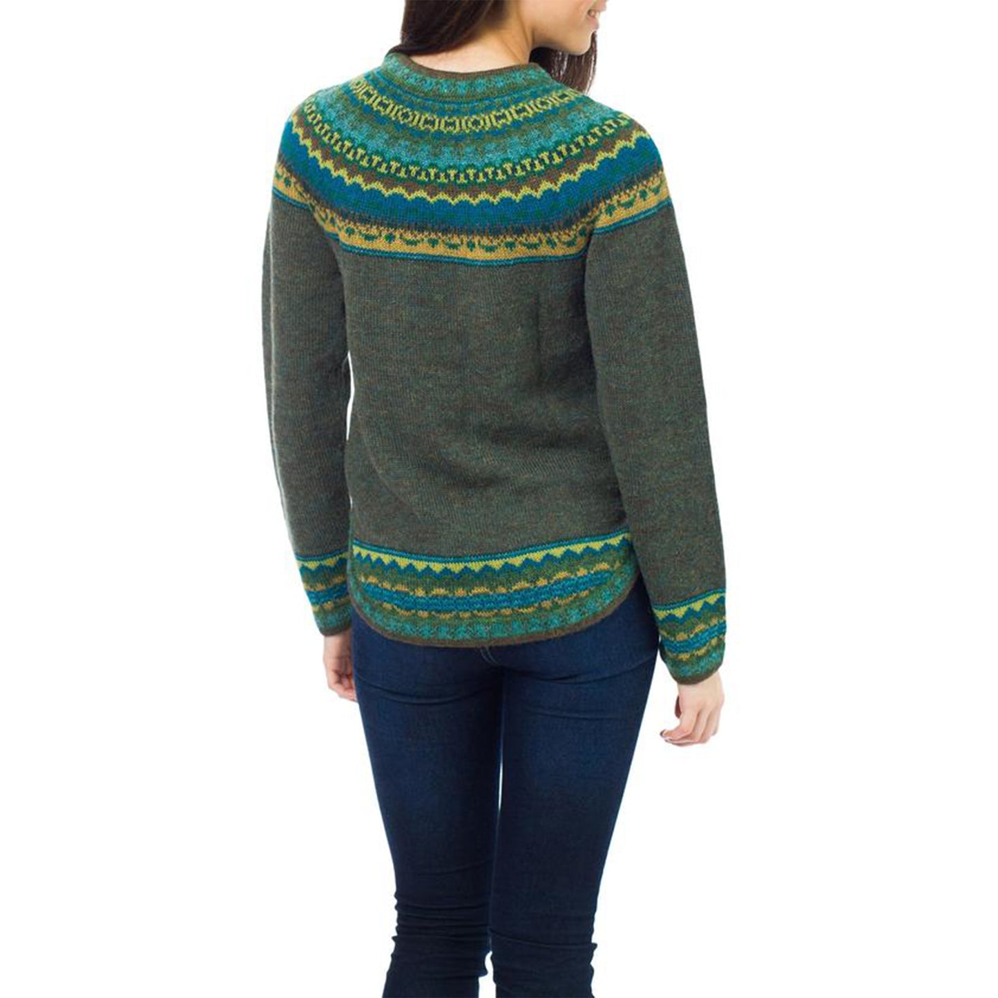 Inca Valley Green Alpaca Sweater