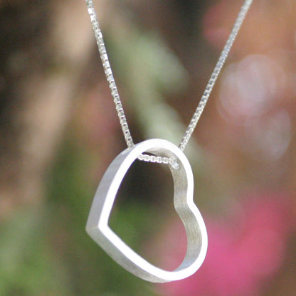 Modern Heart Sterling Silver Necklace