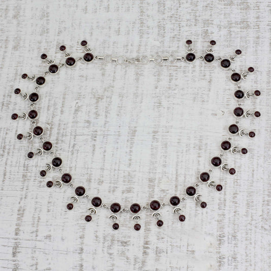 Gratitude Garnet India Necklace Artisan Crafted with Silver