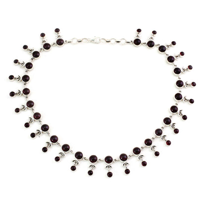 Gratitude Garnet India Necklace Artisan Crafted with Silver
