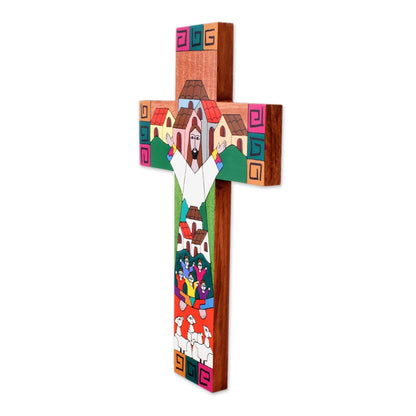 Community of Love Hand Painted Pinewood Cross