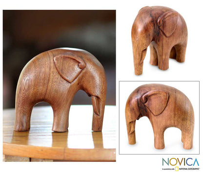 Modern Elephant Suar Wood Sculpture