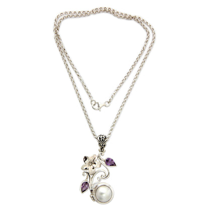 Amethyst & Pearl Garden Blossom Necklace
