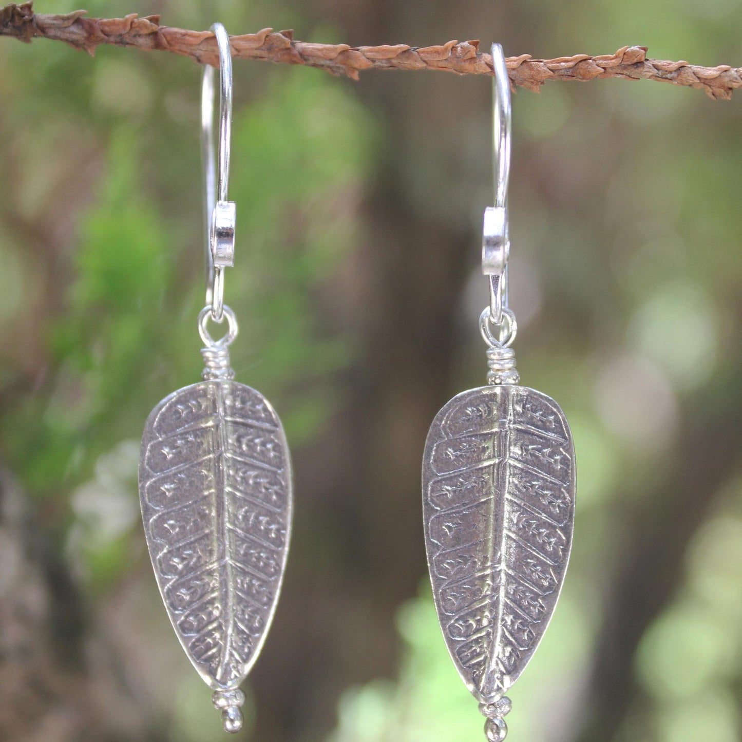 Hill Tribe Forest Silver Leaf & Tree Earrings