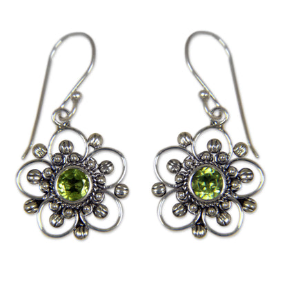Peridot & Sterling Silver Flower Earrings